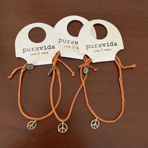 SET OF 3 - NWT PURA VIDA PEACE SYMBOL BRACELETS